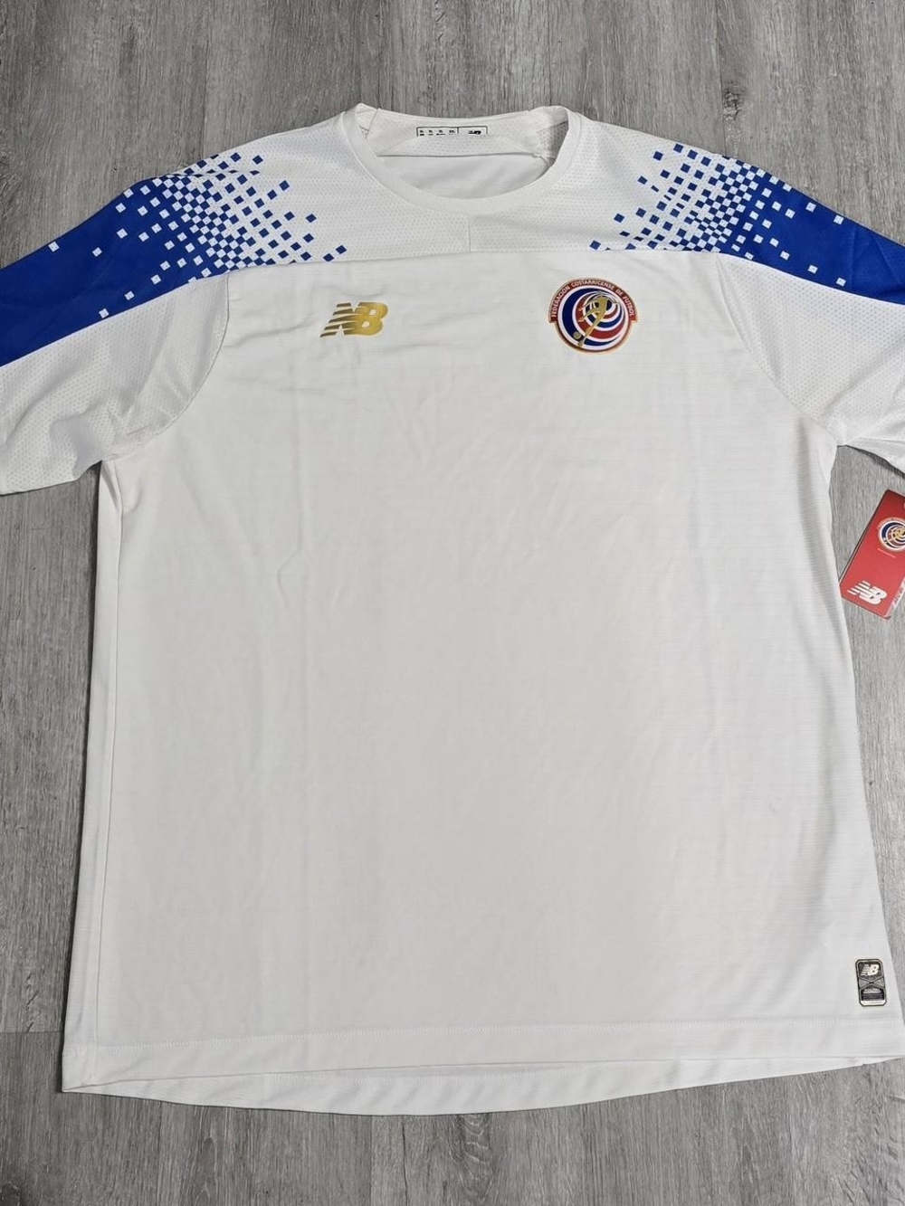 New Balance Costa Rica 2019 Away Soccer Futbol Jersey White Blue NWT Size XL
